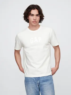 Produktbild von GAP T-Shirt Gap-Logo, 100% Baumwolle, Rundhalsausschnitt, Kurzarm, Classic Fit, Weiß, Größe S, Hüftlang