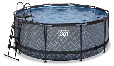 Immagine prodotto di Piscina fuori terra EXIT Stone con telaio, ø360, con pompa di filtraggio, rotonda, grigia