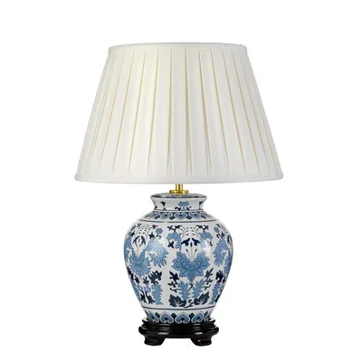 Obrázek produktu pro Stolní lampa Linyi 1xE27 V:50 Ø:35 keramická modrá bílá