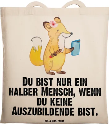 Produktbild von Mr. & Mrs. Panda Shopping Tasche Auszubildende Herz - Transparent - Geschenk, Tote Bag, Spruch, Lustig, Schultasche, Laptoptasche, Abschlussprüfung, Beutel