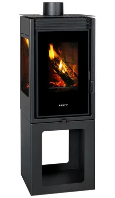 Immagine prodotto di Stufa a legna Prity PMV3-TV 11 kW | 3 pannelli di visualizzazione per un'immagine perfetta della fiamma