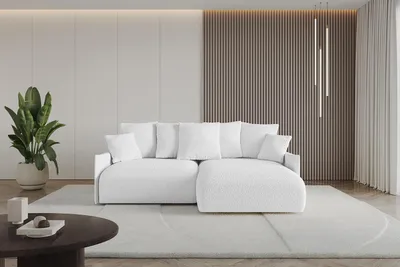 Produktbild von ALTDECOR Ecksofa mit Schlaffunktion und Bettkasten ONESK-L-v1 216x177x72 cm  Weiß - Corner Sofa Eckcouch Couch L-Form  angeordnet Schlafcouch Ausziehbar Wohnlandschaft
