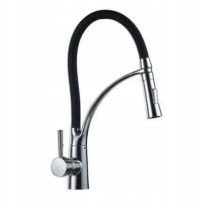 A studio shot of a kitchen faucet.