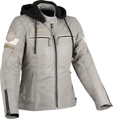 Image de DIFI Jolene 2 blouson en cuir pour femme, gris clair/noir, L