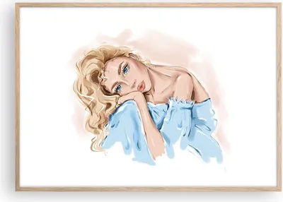 Produktbild von Gerahmtes Poster - Rahmen in heller Eiche - Nachdenklich Frau Blond - 100x70 cm - Wand Bild - Wanddeko - Wandbilder - Kunstposter - Wandposter - Bilderrahmen - Bilder - Kunstdruck - P2NAA100x70-5083