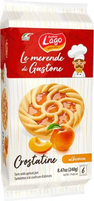 Produktbild von Gastone Lago Crostatine all'Albicocca Aprikosentörtchen Packung à 240g, Jede Packung Enthält 6 Snack à 40g