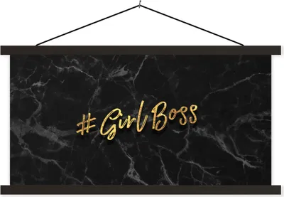 Produktbild von MuchoWow® Textilposter Zitate - Mädchen - Gold - Marmor 90x45 cm mit schwarzem Rahmen - Klemmleisten