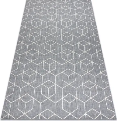 Produktbild von Teppich FLAT 48655/637 SISAL - 3D-Würfel Grau 80x150 cm