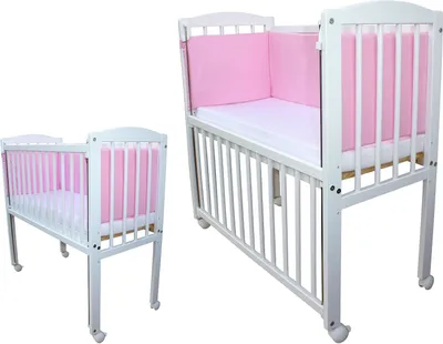Produktbild von Beistellbett 90x40 cm mit Matratze, Nestchen und Räder höhenverstellbar rosa