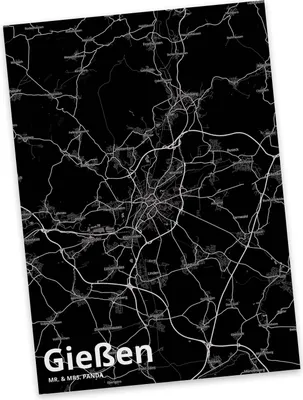 Produktbild von Mr. & Mrs. Panda Postkarte Gießen - Geschenk, Stadt Dorf Karte Landkarte Map Stadtplan, Postkarten, Ansichtskarten, Grußkarte, Fotokarte, Ansichtskarte