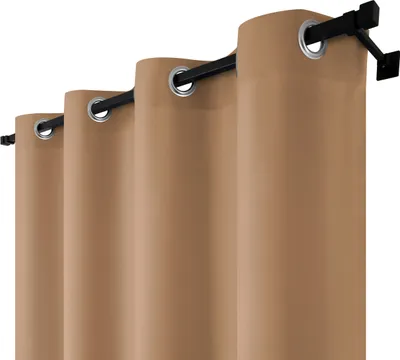 Produktbild von Blickdichte Gardine mit Ösen, Fertig Vorhang, Maße: 140x240 cm, Farbe: Beige Karamell