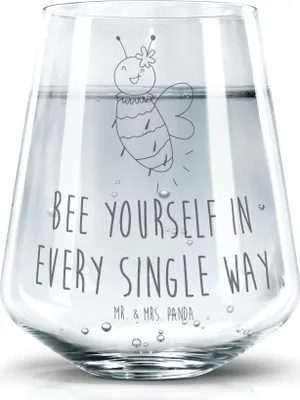 Produktbild von Mr. & Mrs. Panda Glas Biene Blume - Transparent - Geschenk, Trinkgefäß, Saftglas, Becherglas, Tumbler, Wasserglas