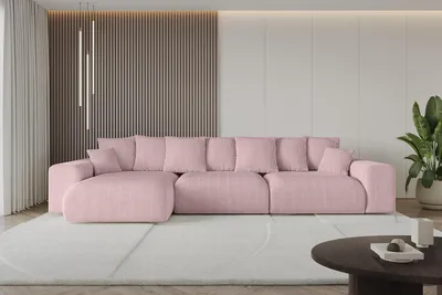 Produktbild von Ecksofa mit Schlaffunktion und Bettkasten ESKAR-L2 - 364x176x72 cm  Rosa - Corner Sofa Bett Eckcouch Couch L-Form Schlafcouch Ausziehbar Wohnlandschaft Schlafsofa Cauchsofa