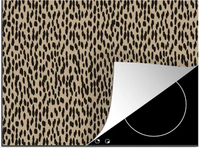 Produktbild von KitchenYeah© Herdabdeckplatte Pantherdruck - Schwarz - Braun - Muster - Polka dots , 71x52cm, Küche Deko, Glaskeramikkochfeld Herdabdeckung, Abdeckplatte fùr Kochfeld