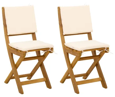 Image de vidaXL Chaises de bistrot d'extérieur avec coussins, lot de 2, blanc crème, 38 x 46 x 85 cm