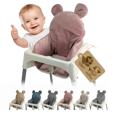 Produktbild von Sitzbezug Kissen Ersatzbezug Bezug kompatibel mit Ikea Hochstuhl Antilop - weich, waschbar - Sitzverkleinerer - Hochstuhlkissen - Teddy (vel rosa)