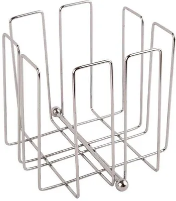 Productafbeelding van Ibenzoa® servettenhouder van hoogwaardig verchroomd metaal, 19x19x19 cm – geschikt voor 150 servetten, met geïntegreerd gewicht, elegant voor binnen en buiten