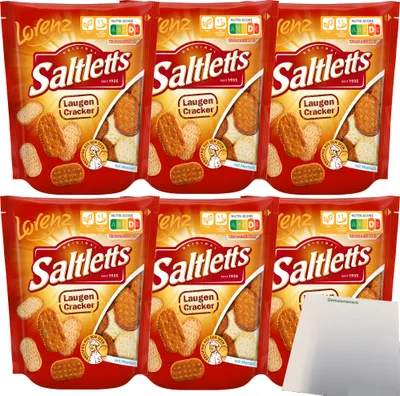 Produktbild von Lorenz Saltletts Laugen Cracker mit Meersalz 6er Pack (6x150g Beutel) + usy Block