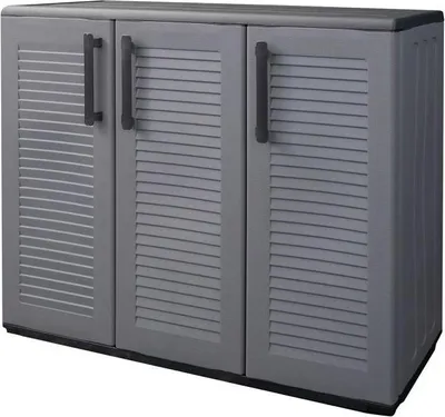 Image de Armoire de Rangement Garage Atelier - Armoire basse 3 portes et 1 étagère Réglable Polypropylène 102x37h84 cm Charge 20 kg