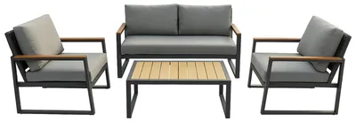 Produktbild von Gartenmöbel Lounge Outdoor Lounge Sitzgruppe Set 4tlg Balkon Lounge Taupe Sahara