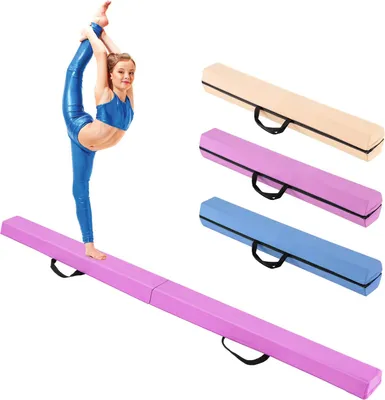 Produktbild von GOPLUS Schwebebalken für Zuhause, 210 cm Turnbalken Gymnastik Balance mit Griff & Klettverschluss, tragbarer Bodenturnbalken für Kinder, Anfänger