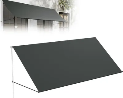 Obrázek produktu pro Markýza XMTECH s padacím ramenem 300 x 145 cm, ochrana proti slunci, ochrana proti UV záření a polyester odolný proti povětrnostním vlivům, montáž na stěnu pro balkon, okno, terasa, včetně montážního materiálu, antracitová barva