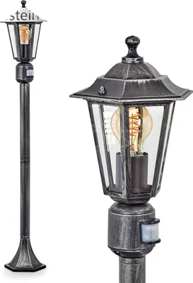 Produktbild von Rivale Wegeleuchte m. Bewegungsmelder aus Metall/Glas in Schwarz-Silber/Klar