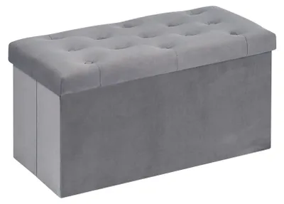 Image de Banc de rangement avec couvercle et revêtement en velours, dimensions 80x40x40 cm