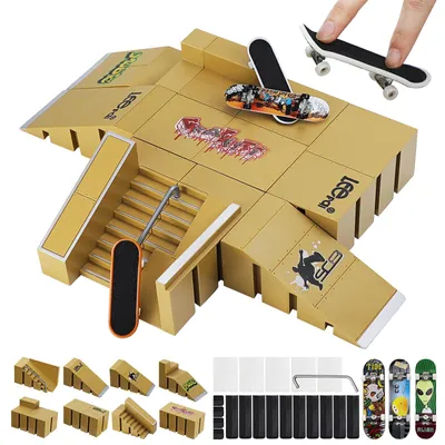 Obrázek produktu pro Sada pro skatepark s prstovými prkny, 3 kompletní prstová prkna, mini rampa, hračka pro domácí použití
