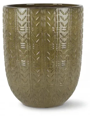 Produktbild von Provencelia Keramik Pflanzkübel Mercure Olive, Ø39 x H51 cm, frostbeständig, handgefertigt, glasiert, Outdoor, Garten, Terrasse, winterfest