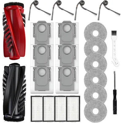 Produktbild von 24tlg Zubehör für Roborock Saros 10R/Qrevo CurvX/Curv 2 ProX/Curv 2 Pro – 2 Hauptbürsten, 6 Staubbeutel, 6 Wischtücher, 4 Seitenbürsten