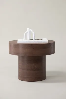 Produktbild von venture-home Tisch Malung MDF Braun modern zylinderförmig Innen H 40cm Durchmesser 50cm zwei Ebenen