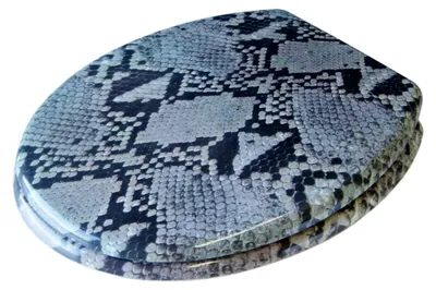 Produktbild von WC Sitz Klobrille Motiv Schlange, messingverchromte Scharniere