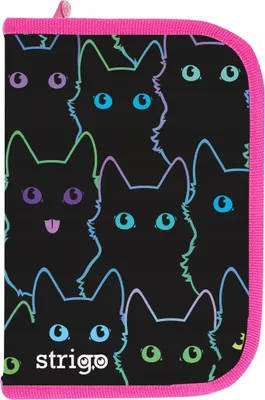 Produktbild von Schul-Federmäppchen mit zwei Klappen – STRIGO-Katzen