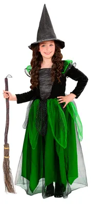 Productafbeelding van Heksenkostuum, zwart en groen, Halloween, maat: 158