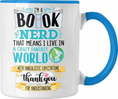 Produktbild von Trendation - Lesen Kaffeetasse Leseratte Geschenkidee Buch Leser Tasse mit Spruch Bücherwurm (Blau)