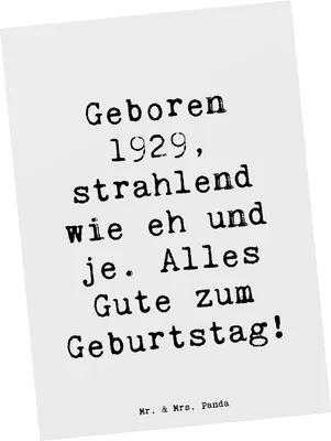 Produktbild von Mr. & Mrs. Panda Postkarte Spruch 1929 Geburtstag - Weiß - Geschenk, Happy Birthday, Postkarten, Fotokarte, bildkarte, kunstkarte, 90., Grußkarte, Geburtstagswünsche