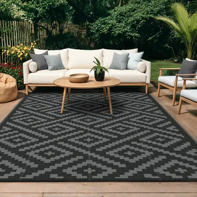 Outdoor-Teppich wasserdicht wendbar 240x300 cm Karo