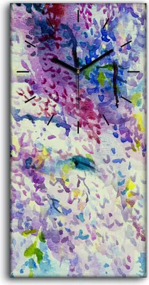 Produktbild von Dekor Leinwand Uhr Wandbilder Geräuschlos 30x60 Kunst Gemälde Blume farbenfroh - schwarze Hände