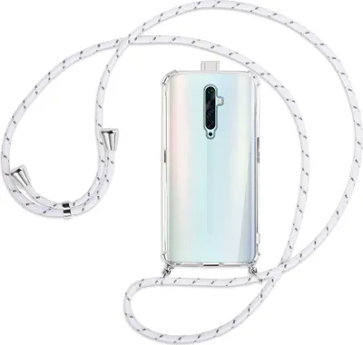Produktbild von Handykette Backcover-Schutzhülle mit Band (Metall silberfarben) für Oppo Reno2 Z / Reno2 F - weiß/grau