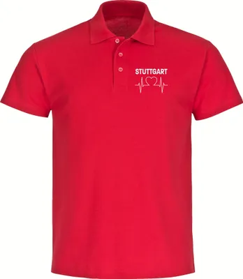 Produktbild von multifanshop Poloshirt - Stuttgart - Herzschlag, rot, Größe S