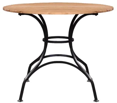 Zdjęcie produktu dla Casa Padrino secesyjny stół ogrodowy brązowy / czarny Ø 100 x wys. 78 cm - Okrągły stół ogrodowy i tarasowy - Secesyjne meble ogrodowe i tarasowe