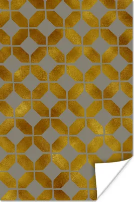 Produktbild von MuchoWow® Poster Muster - Figur - Gold - Grau 80x120 cm - Papierdruck