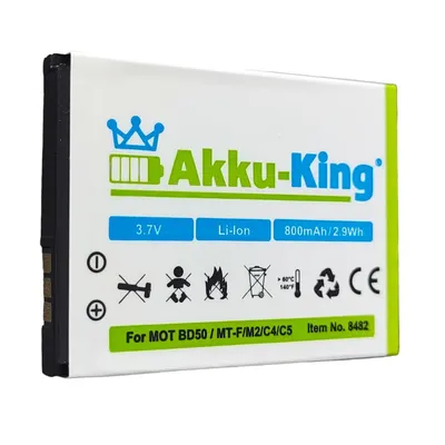 Produktbild von Akku-King 20105197, Akku, Jede Marke, Schwarz, Weiß, Lithium-Ion (Li-Ion), 750 mAh, 3,7 V