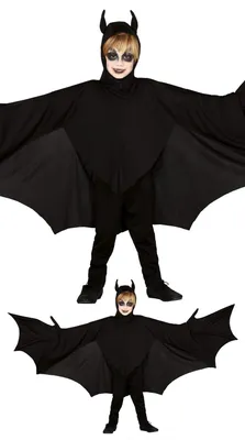 Fledermauskostüm für Kinder, 7-9 J., 125-135 cm, schwarz