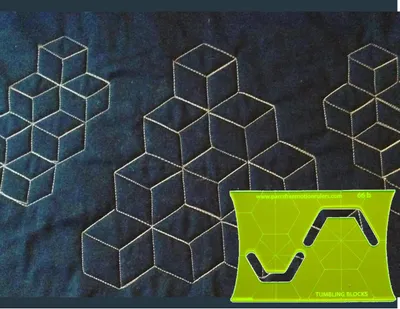 Free-Motion Quiltliniaal Tumbling Blocks 20x13,4 cm