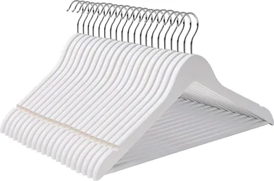 Immagine prodotto di SONGMICS 20 pezzi Appendiabiti in legno d'acero con tacche per gonne e barre per pantaloni ruotabili a 360 gradi Appendiabiti per abiti Appendiabiti per giacche Bianco CRW03W-20