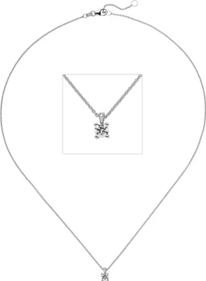 Produktbild von JOBO Collier Kette mit Anhänger 585 Gold Weißgold 1 Diamant Brillant 0,25 ct. 45 cm
