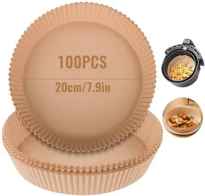 Immagine prodotto di Carta da forno rotonda da 20 cm, antiaderente, oleorepellente, per friggitrice ad aria, forno e microonde