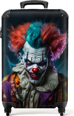 Image de NoBoringSuitcases.com® Valises Valise cabine Trolley Valise à roulettes Petite valise de voyage à 4 roulettes - Clown - Maquillage - Costume - Portrait - Horreur - Format cabine < 55x40x23 cm & 55x40x20 cm - Valise photo - Valise cabine - Bagage à main Valise 55x35x20 cm, 36 L,